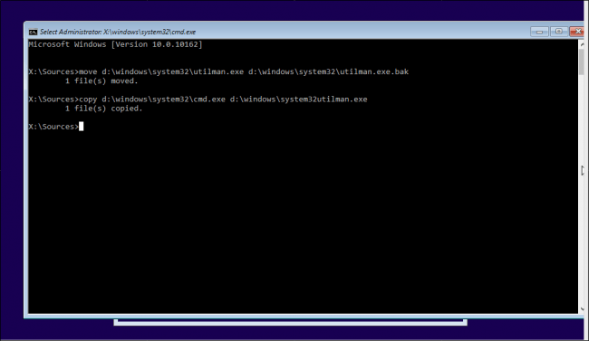 reset windows 10 password command prompt 2
